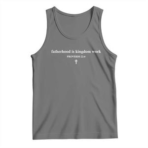 Fatherhood Is Kingdom Work Minimalist Christian Dad Tank Top Cross Scripture Proverbs 22:6 Religious Fathers Day TS02 Black Heather Print Your Wear