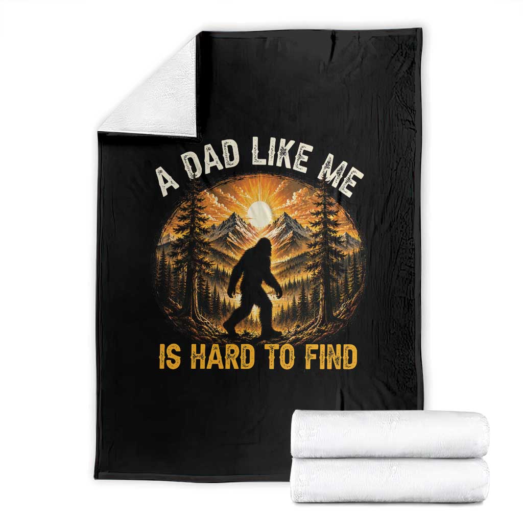 Retro Bigfoot Dad Like Me Is Hard To Find Throw Blanket Sasquatch Gift for Outdoorsy Fathers Myth Seekers TS02 Black Print Your Wear