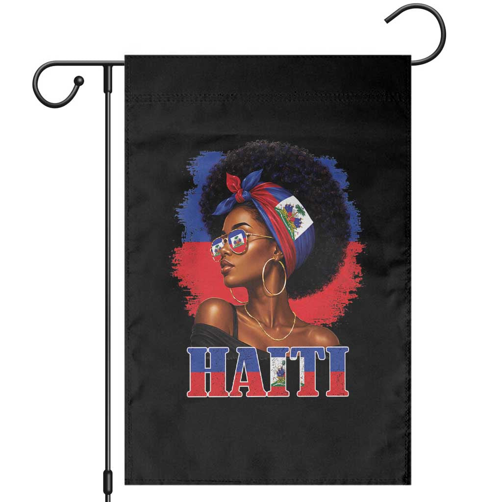Haitian Queen Afro Melanin Graphic Garden Flag Haiti Flag Heritage Pride TS02 Black Print Your Wear
