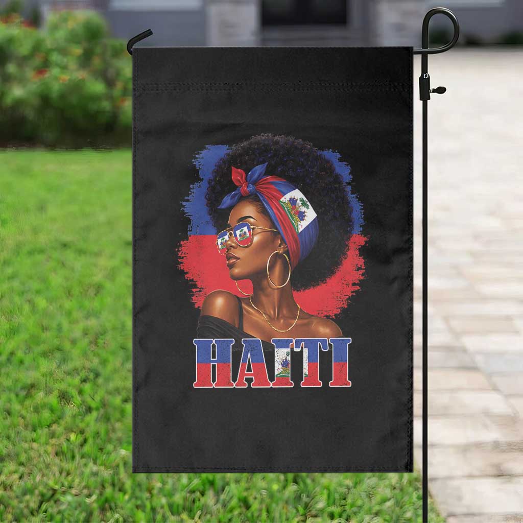 Haitian Queen Afro Melanin Graphic Garden Flag Haiti Flag Heritage Pride TS02 Print Your Wear
