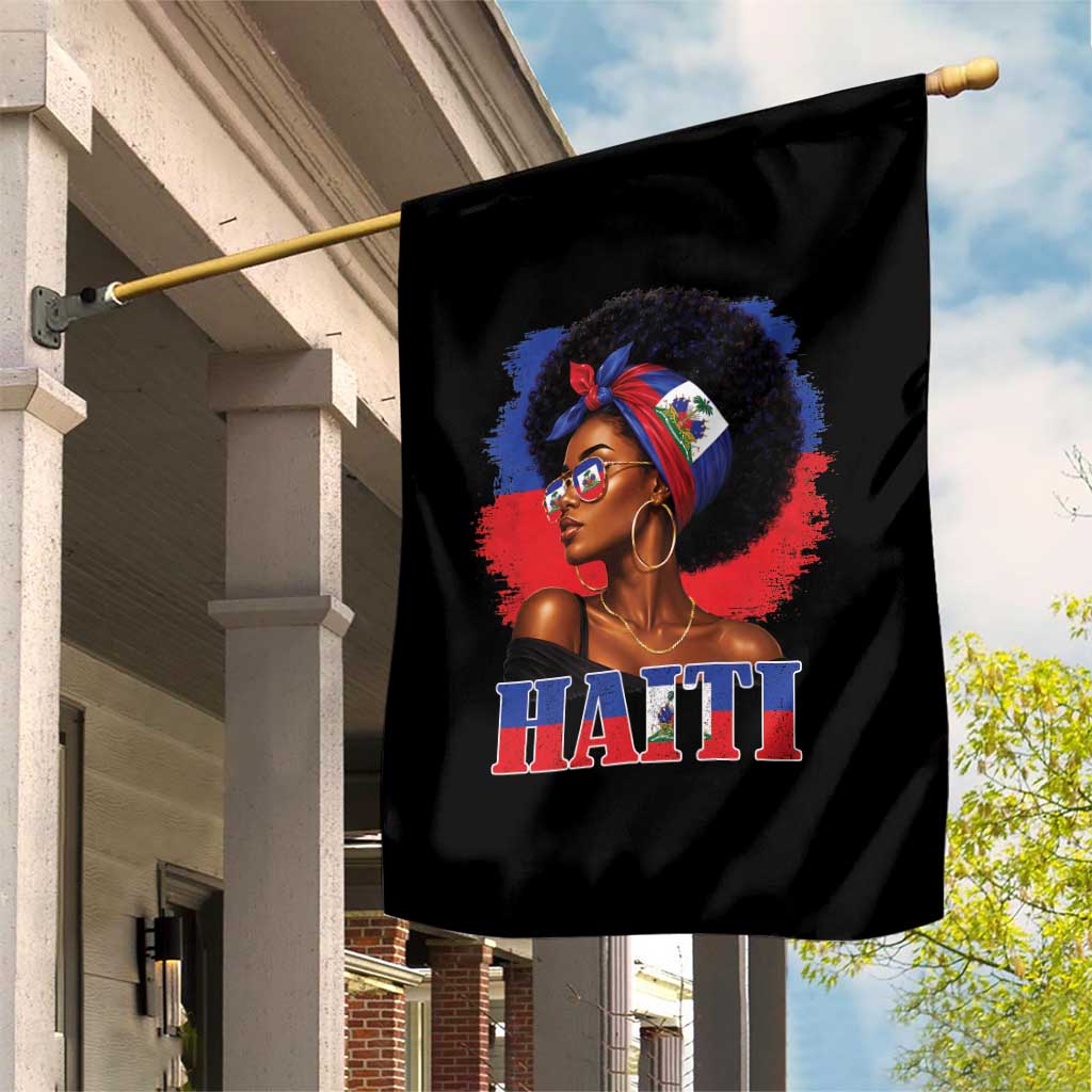Haitian Queen Afro Melanin Graphic Garden Flag Haiti Flag Heritage Pride TS02 Print Your Wear