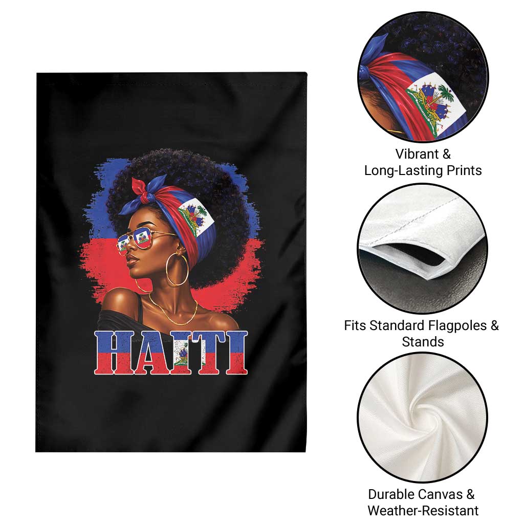 Haitian Queen Afro Melanin Graphic Garden Flag Haiti Flag Heritage Pride TS02 Print Your Wear