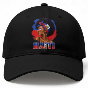 Haitian Queen Afro Melanin Graphic Baseball Cap Haiti Flag Heritage Pride TS02 Print Your Wear