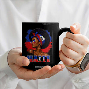 Haitian Queen Afro Melanin Graphic Coffee Mug Haiti Flag Heritage Pride TS02 Print Your Wear