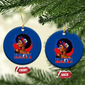 Haitian Queen Afro Melanin Graphic Ceramic Ornament Haiti Flag Heritage Pride TS02 1pc Blue Print Your Wear