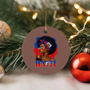 Haitian Queen Afro Melanin Graphic Ceramic Ornament Haiti Flag Heritage Pride TS02 1pc Mocha Print Your Wear
