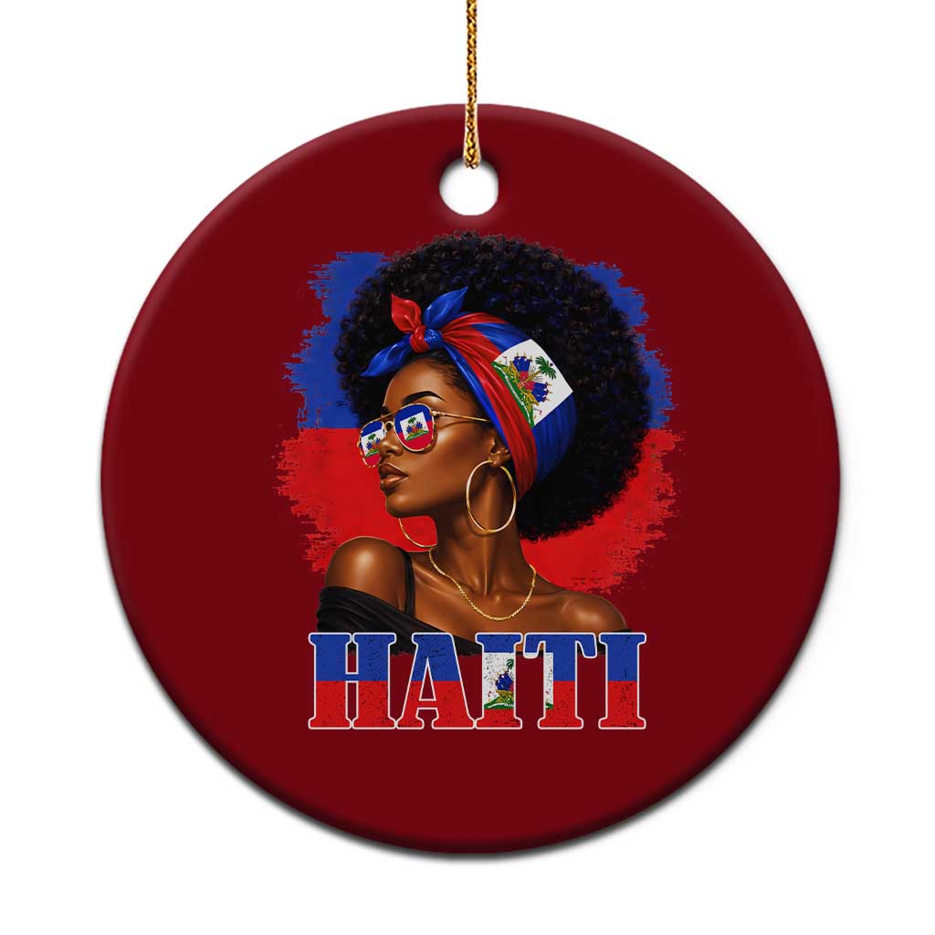 Haitian Queen Afro Melanin Graphic Ceramic Ornament Haiti Flag Heritage Pride TS02 1pc Red Print Your Wear