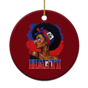 Haitian Queen Afro Melanin Graphic Ceramic Ornament Haiti Flag Heritage Pride TS02 1pc Red Print Your Wear