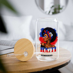 Haitian Queen Afro Melanin Graphic Glass Can Haiti Flag Heritage Pride TS02 Print Your Wear