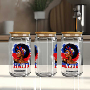 Haitian Queen Afro Melanin Graphic Glass Can Haiti Flag Heritage Pride TS02 Print Your Wear