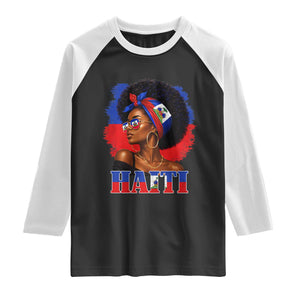 Haitian Queen Afro Melanin Graphic Raglan Shirt Haiti Flag Heritage Pride TS02 Black White Print Your Wear