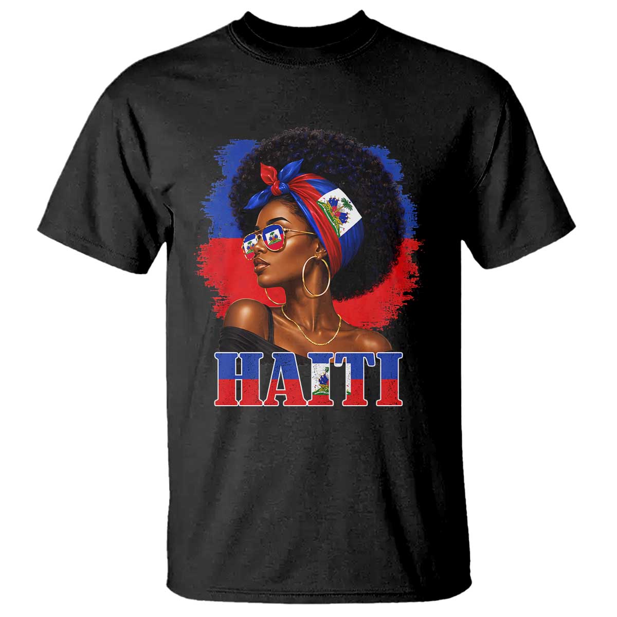 Haitian Queen Afro Melanin Graphic T Shirt Haiti Flag Heritage Pride TS02 Black Print Your Wear