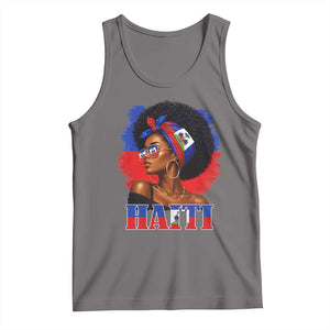 Haitian Queen Afro Melanin Graphic Tank Top Haiti Flag Heritage Pride TS02 Deep Heather Print Your Wear