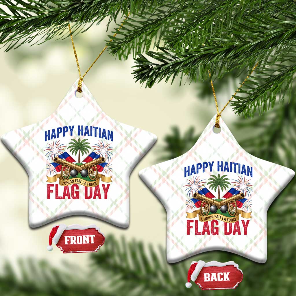 Happy Haitian Flag Day Celebration Graphic Ceramic Ornament May 18 National Pride Haiti Heritage TS02 Print Your Wear