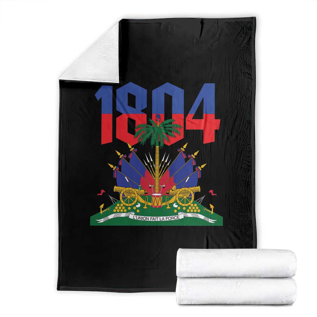 Haiti 1804 Independence Year Graphic Throw Blanket Haitian Pride Coat of Arms National Heritage TS02 Black Print Your Wear