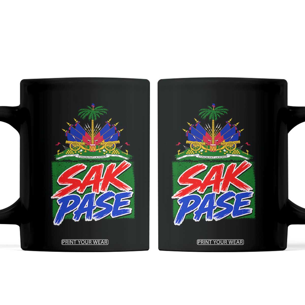 Sak Pase Haitian Creole Greeting Coffee Mug National Crest Cultural Haiti Pride TS02 Black Print Your Wear