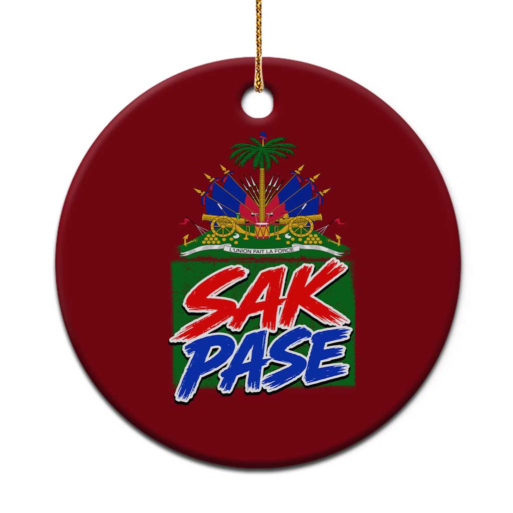 Sak Pase Haitian Creole Greeting Ceramic Ornament National Crest Cultural Haiti Pride TS02 1pc Red Print Your Wear