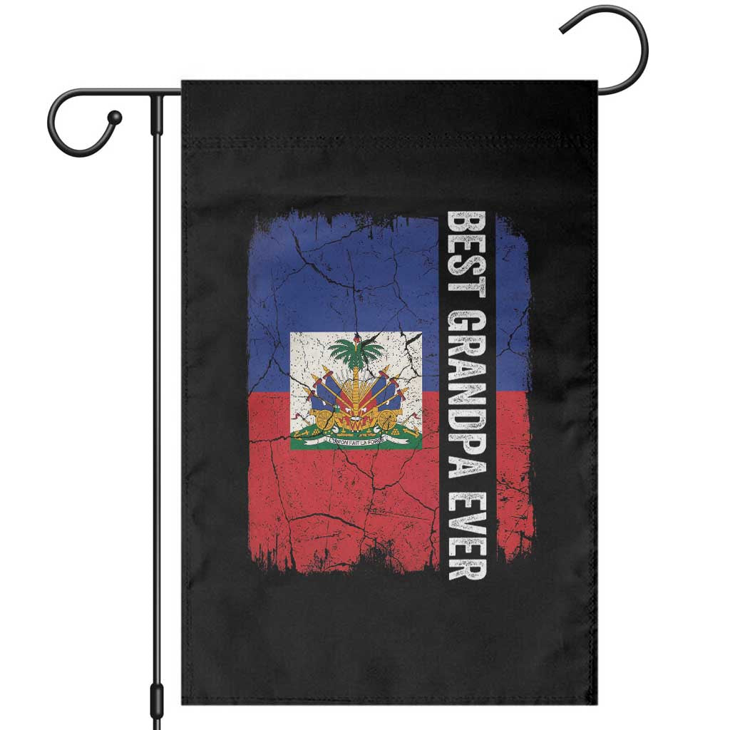 Best Grandpa Ever Haitian Granpapa Garden Flag Vintage Distressed Haiti Flag Father's Day TS02 Black Print Your Wear