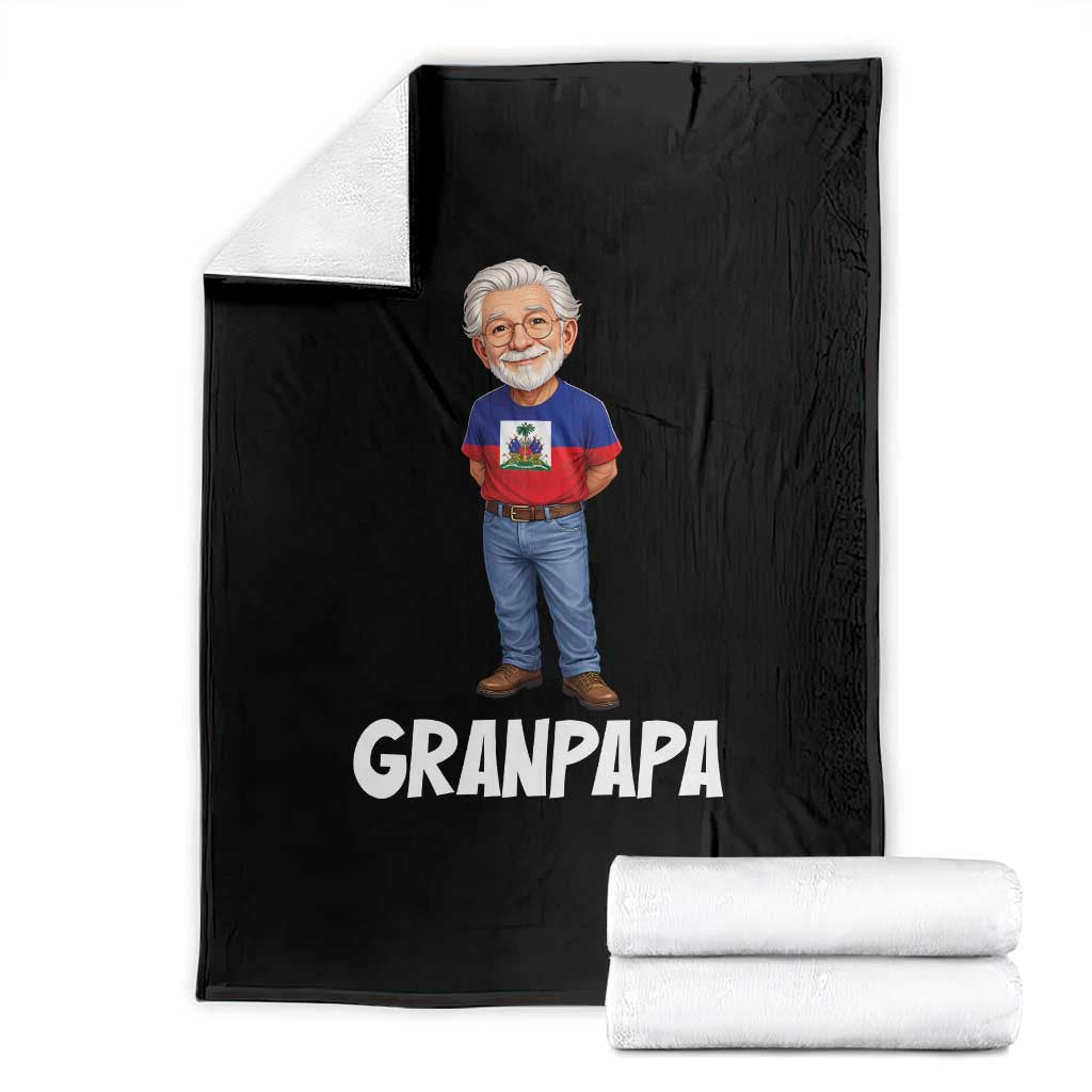 Granpapa Haitian Creole Grandpa Pride Throw Blanket Grandfather Hispanic Haiti Heritage Father's Day TS02 Black Print Your Wear