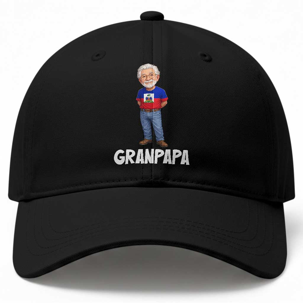 Granpapa Haitian Creole Grandpa Pride Baseball Cap Grandfather Hispanic Haiti Heritage Father's Day TS02 Print Your Wear