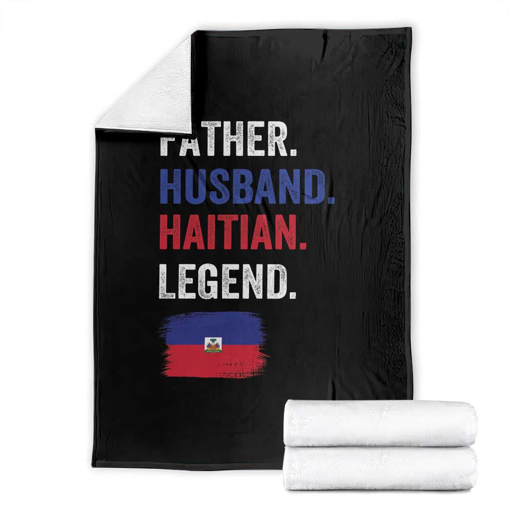 Father Husband Haitian Legend Throw Blanket Distressed Haiti Flag Dad Gift Father's Day TS02 Black Print Your Wear