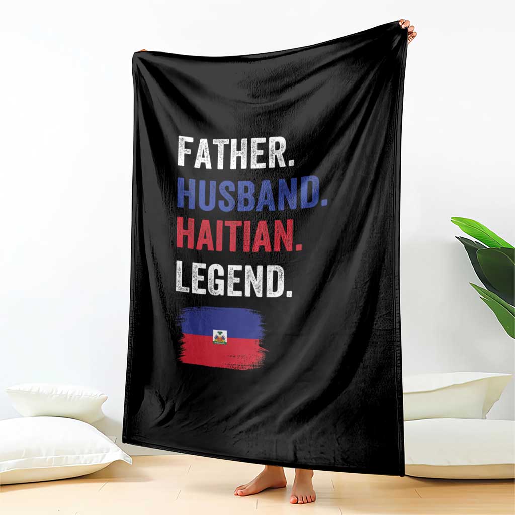 Father Husband Haitian Legend Throw Blanket Distressed Haiti Flag Dad Gift Father's Day TS02 Print Your Wear