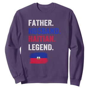 Father Husband Haitian Legend Sweatshirt Distressed Haiti Flag Dad Gift Father's Day TS02 Purple Print Your Wear