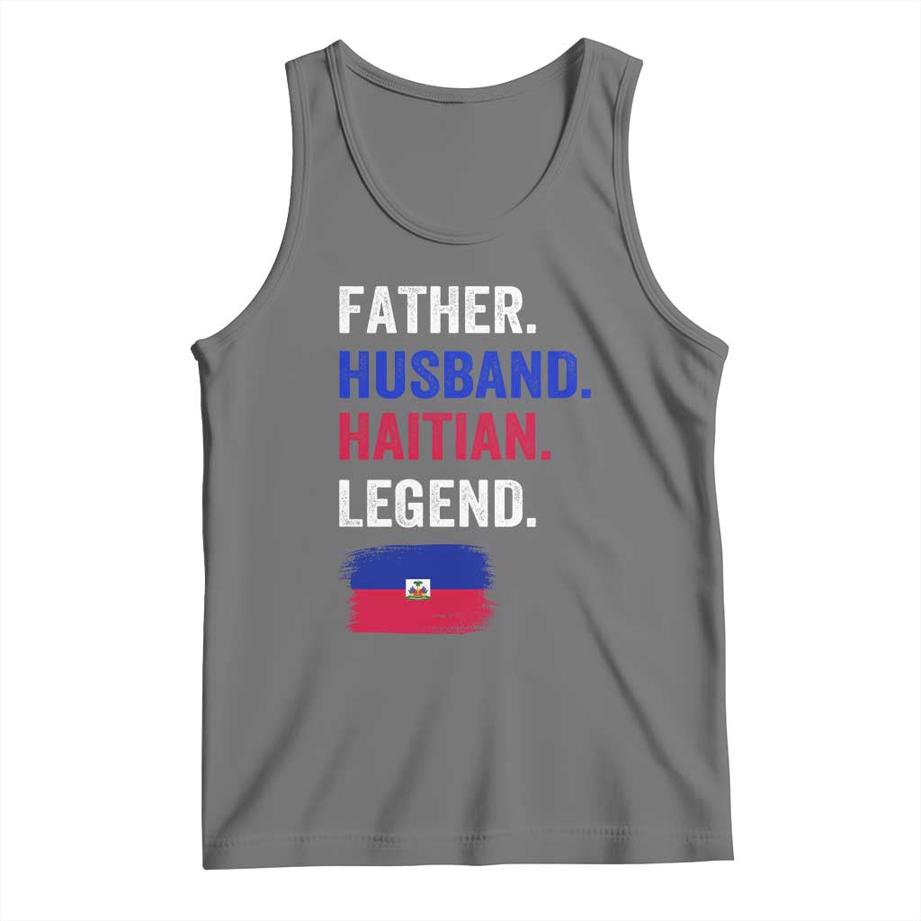 Father Husband Haitian Legend Tank Top Distressed Haiti Flag Dad Gift Father's Day TS02 Black Heather Print Your Wear