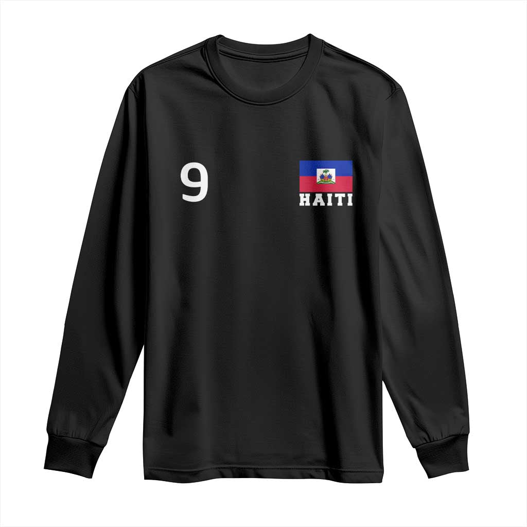 Haiti Soccer Jersey Style Number 9 Graphic Long Sleeve Shirt Haitian Flag Football Sports Fan TS02 Black Print Your Wear