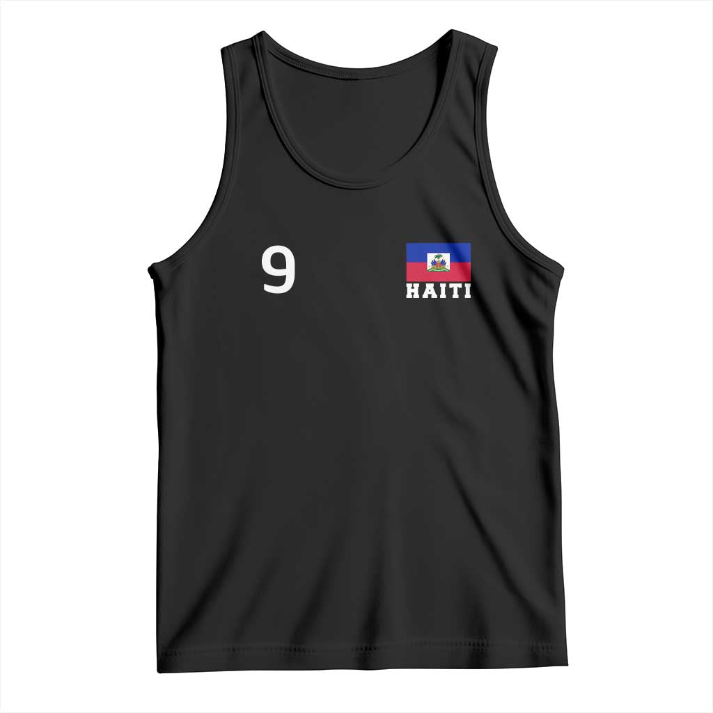 Haiti Soccer Jersey Style Number 9 Graphic Tank Top Haitian Flag Football Sports Fan TS02 Black Print Your Wear