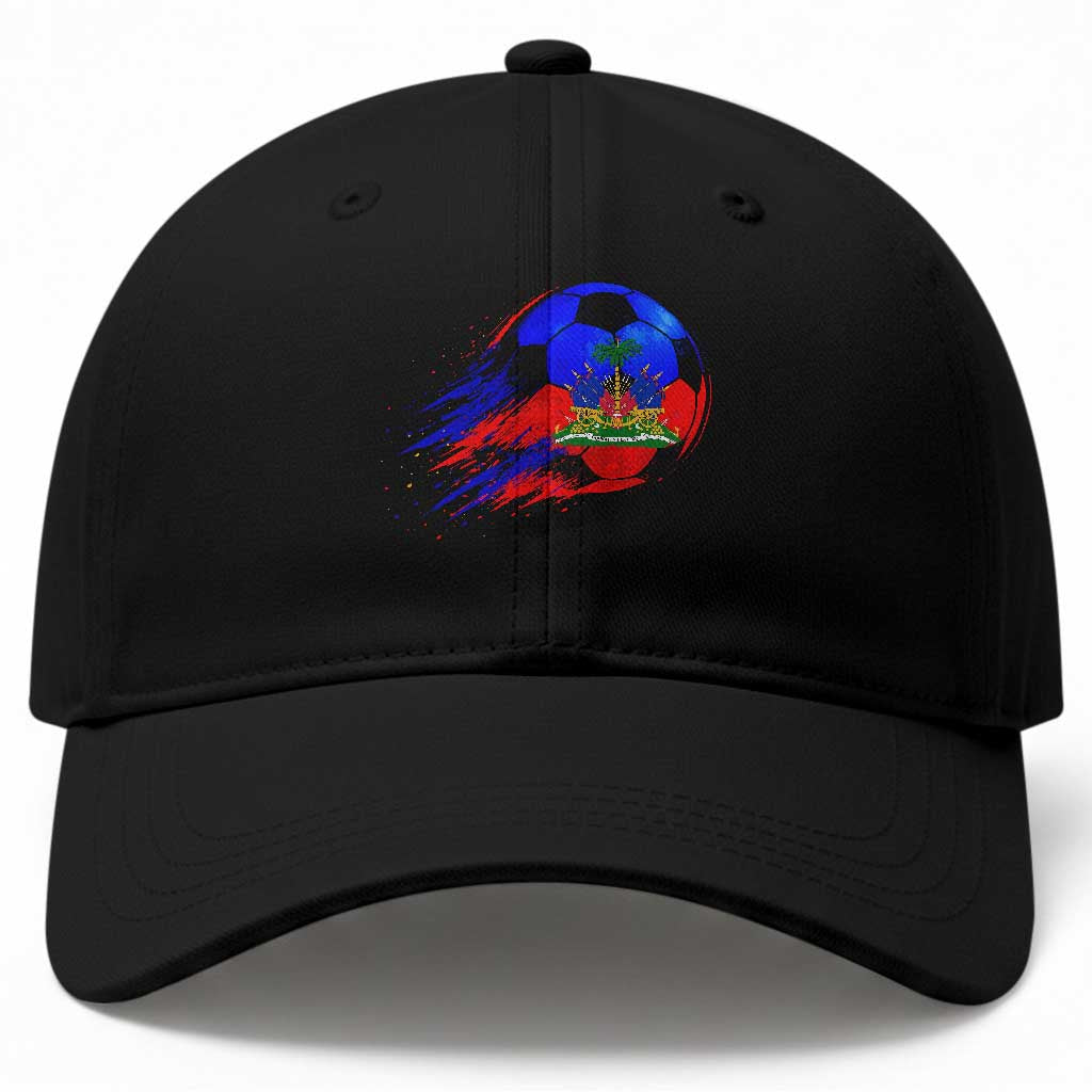 Haitian Flag Soccer Ball Splatter Graphic Baseball Cap Haiti Football Sports Fan TS02 Print Your Wear