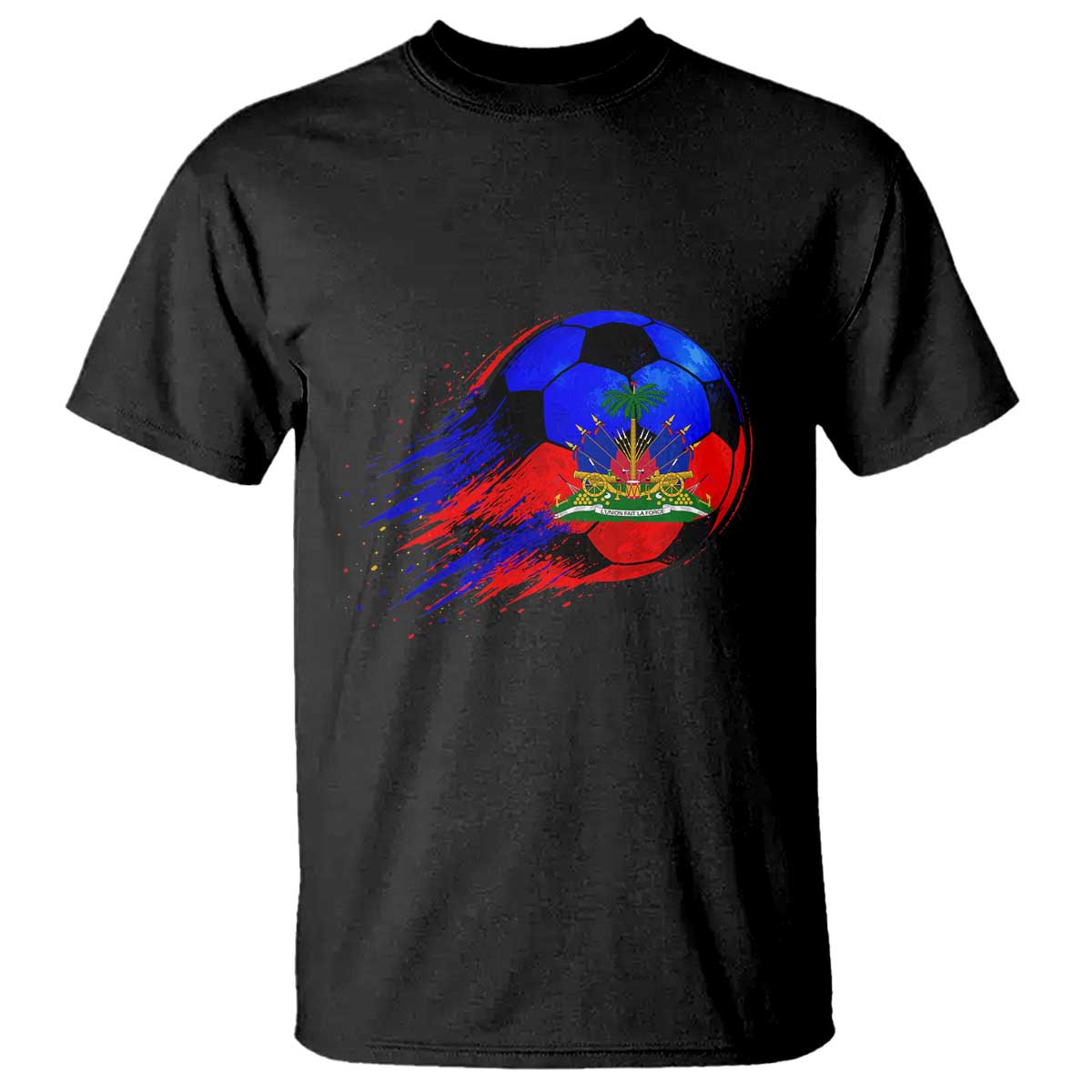 Haitian Flag Soccer Ball Splatter Graphic T Shirt Haiti Football Sports Fan TS02 Black Print Your Wear