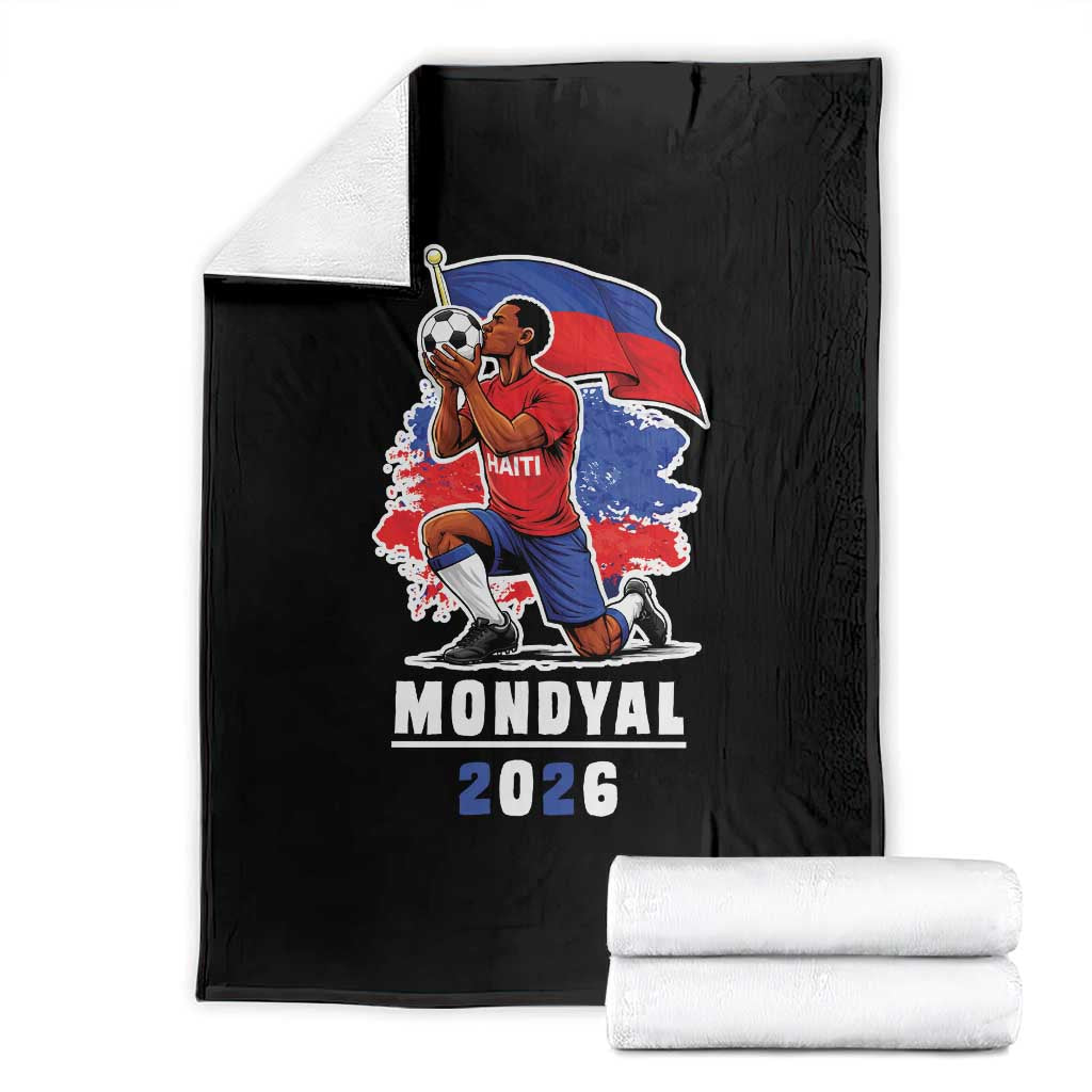 Mondyal 2026 Haiti Soccer Player Victory Celebration Graphic Throw Blanket Haitian Flag Football Sports Fan TS02 Black Print Your Wear