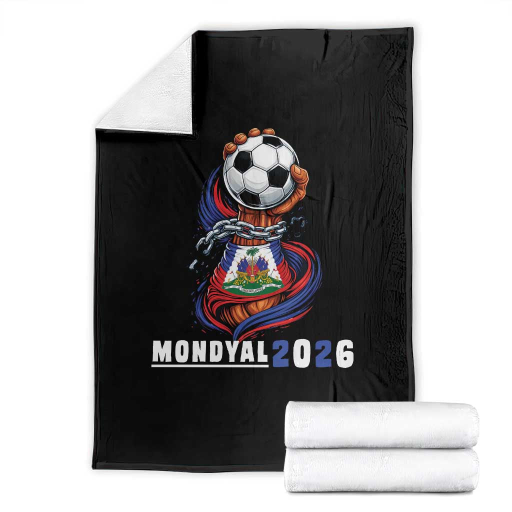 Mondyal 2026 Haiti Freedom Fist Broken Chains Soccer Graphic Throw Blanket Haitian Flag Football Sports Fan TS02 Black Print Your Wear