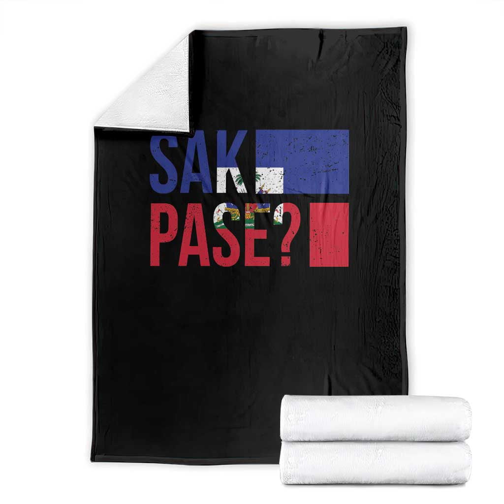 Sak Pase Haitian Creole Throw Blanket Haiti Flag Heritage Pride TS02 Black Print Your Wear