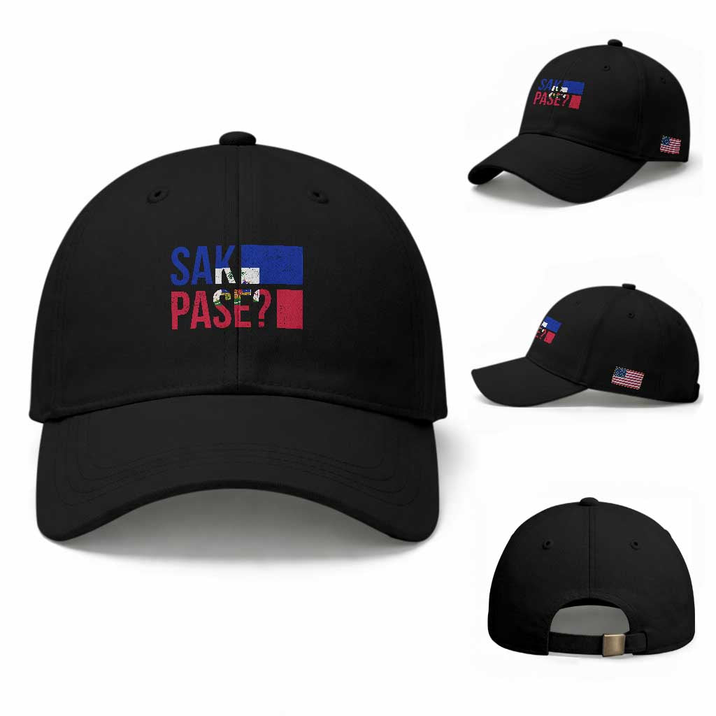 Sak Pase Haitian Creole Baseball Cap Haiti Flag Heritage Pride TS02 Baseball Cap Universal Fit Black Print Your Wear