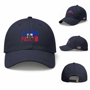 Sak Pase Haitian Creole Baseball Cap Haiti Flag Heritage Pride TS02 Baseball Cap Universal Fit Navy Print Your Wear