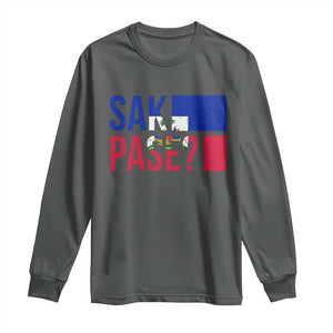 Sak Pase Haitian Creole Long Sleeve Shirt Haiti Flag Heritage Pride TS02 Dark Heather Print Your Wear