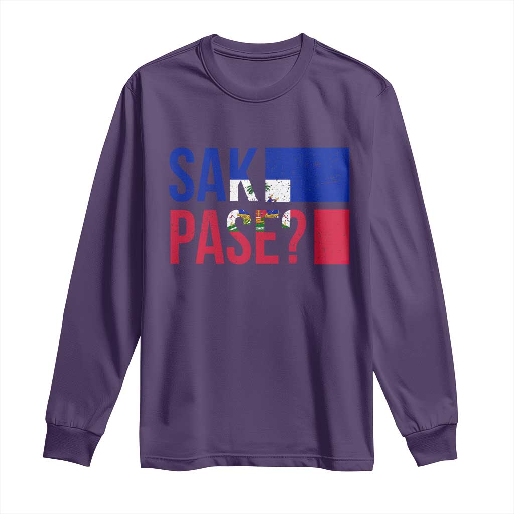 Sak Pase Haitian Creole Long Sleeve Shirt Haiti Flag Heritage Pride TS02 Purple Print Your Wear