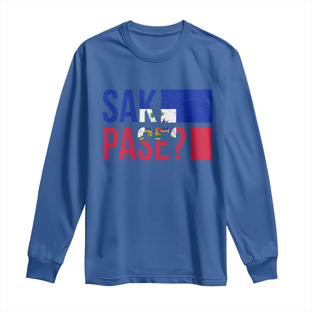 Sak Pase Haitian Creole Long Sleeve Shirt Haiti Flag Heritage Pride TS02 Royal Blue Print Your Wear