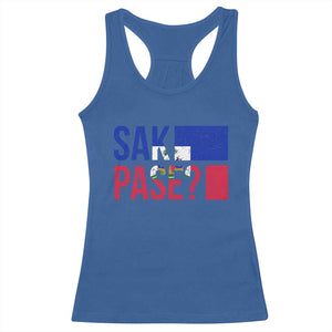 Sak Pase Haitian Creole Racerback Tank Top Haiti Flag Heritage Pride TS02 Royal Blue Print Your Wear