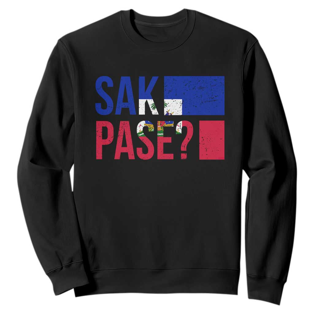 Sak Pase Haitian Creole Sweatshirt Haiti Flag Heritage Pride TS02 Black Print Your Wear