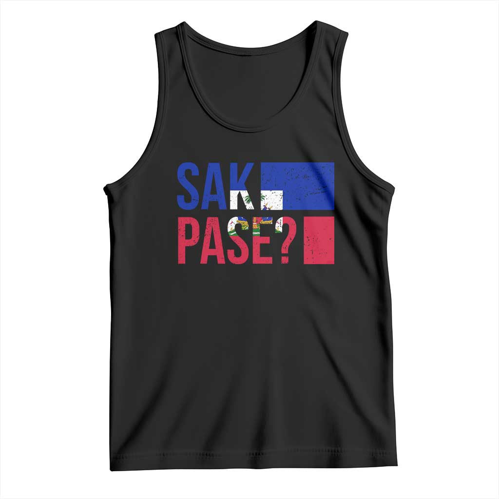 Sak Pase Haitian Creole Tank Top Haiti Flag Heritage Pride TS02 Black Print Your Wear