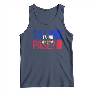 Sak Pase Haitian Creole Tank Top Haiti Flag Heritage Pride TS02 Navy Print Your Wear