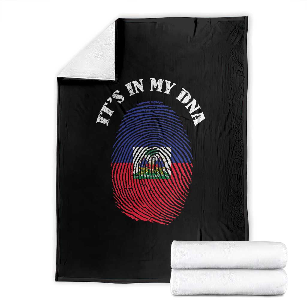 It's In My DNA Haitian Flag Fingerprint Graphic Throw Blanket Haiti Heritage Pride TS02 Black Print Your Wear
