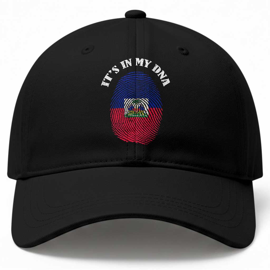 It's In My DNA Haitian Flag Fingerprint Graphic Baseball Cap Haiti Heritage Pride TS02 Print Your Wear