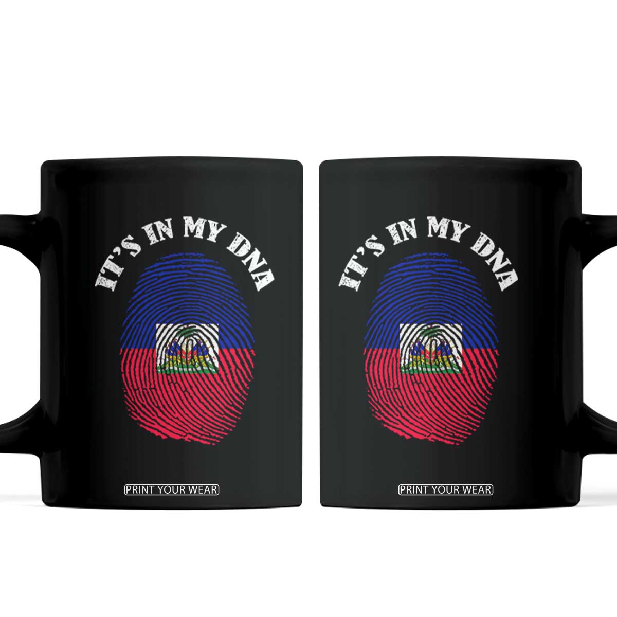 It's In My DNA Haitian Flag Fingerprint Graphic Coffee Mug Haiti Heritage Pride TS02 Black Print Your Wear