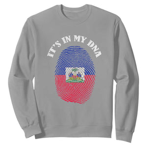 It's In My DNA Haitian Flag Fingerprint Graphic Sweatshirt Haiti Heritage Pride TS02 Sport Gray Print Your Wear
