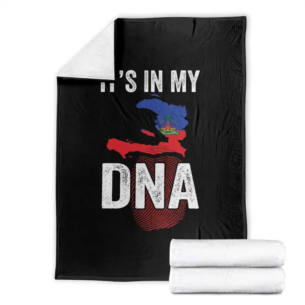 It's In My DNA Haitian Map and Fingerprint Flag Graphic Throw Blanket Haiti Heritage Pride TS02 Black Print Your Wear