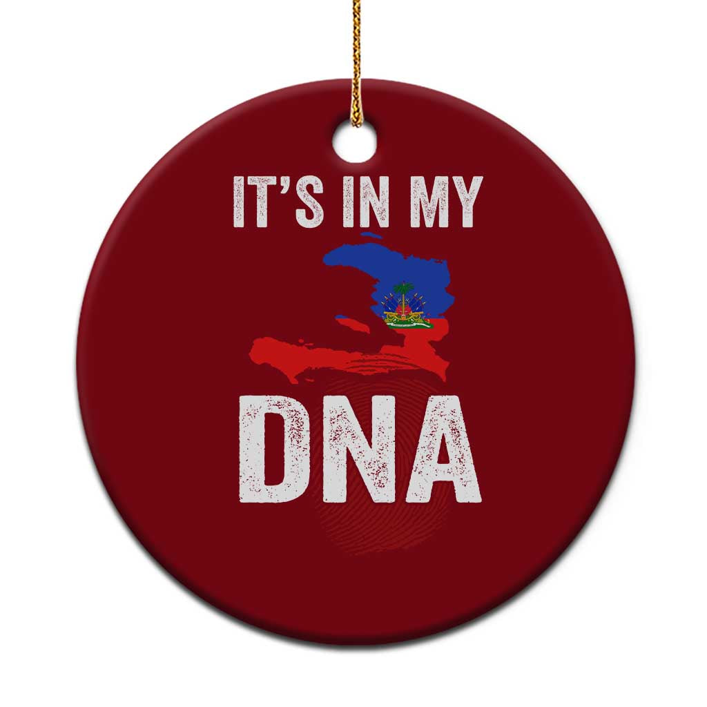 It's In My DNA Haitian Map and Fingerprint Flag Graphic Ceramic Ornament Haiti Heritage Pride TS02 1pc Red Print Your Wear
